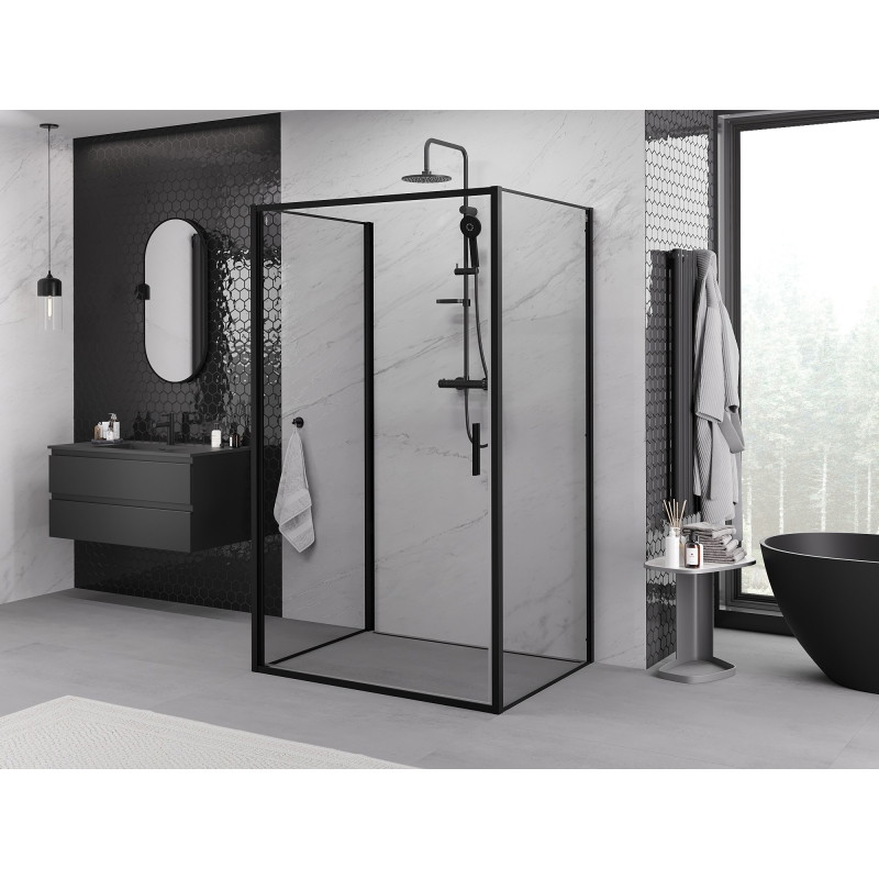Mexen Exo-3S 3-seitige Duschkabine mit Anschlagtür 85 x 100 cm, transparent, schwarz - 817-085-100-70-00-3S