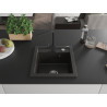 Mexen Vito Einbeckenspüle aus Granit mit Küchenarmatur Rita, schwarz/gold metallic - 6503-75-670300-70