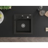 Mexen Vito Einbeckenspüle aus Granit mit Küchenarmatur Rita, schwarz/gold metallic - 6503-75-670300-70