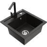 Mexen Vito Granitspüle 1-Becken mit Küchenarmatur Rita, schwarz/gold metallic - 6503-75-670300-70
