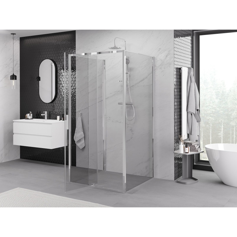 Mexen Exo-3S 3-seitige Duschkabine zum Öffnen 90 x 90 cm, transparent, Chrom - 819-090-090-01-00-3S