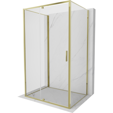 Mexen Exo-3S 3-seitige Duschkabine mit Schwingtür 155 x 70 cm, transparent, gold - 819-155-070-50-00-3S