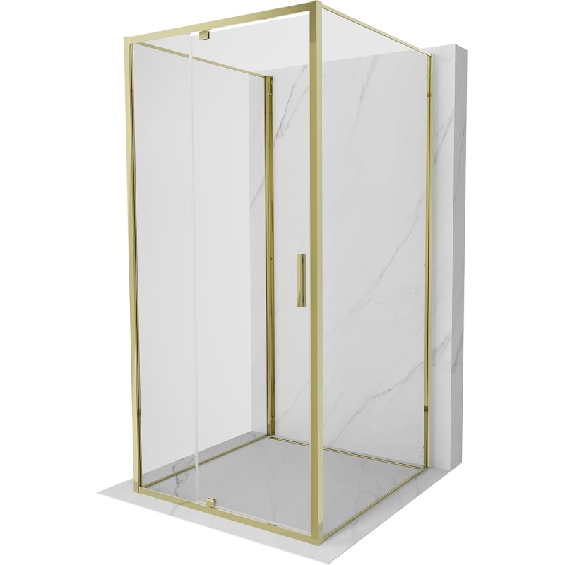 Mexen Exo-3S 3-seitige Duschkabine, 95 x 95 cm, transparent, gold - 819-095-095-50-00-3S