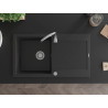 Mexen Leo granitspüle 1-becken mit abtropffläche 900 x 500 mm, schwarz/silber metallic, siphon chrom - 6501901010-73