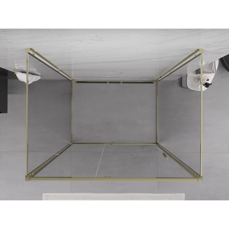 Mexen Exo-3S 3-seitige Duschkabine mit Schwingtür 160 x 100 cm, transparent, gold - 819-160-100-50-00-3S