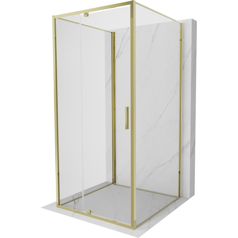 Mexen Exo-3S 3-seitige Duschkabine, Schwingtür, 110 x 110 cm, transparent, gold - 819-110-110-50-00-3S