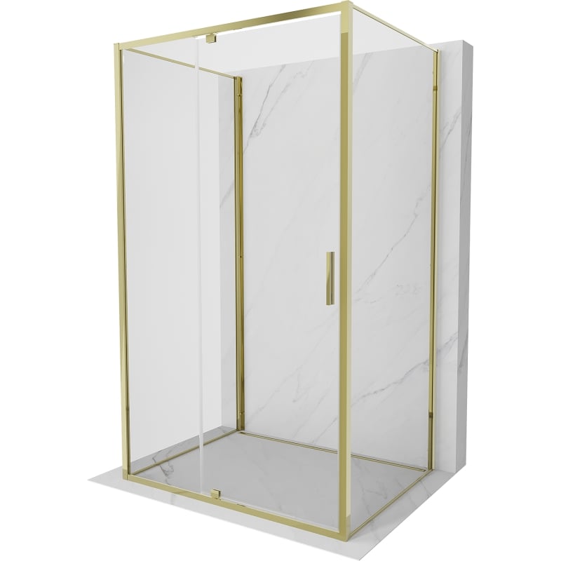 Mexen Exo-3S Duschkabine 3-seitig schwenkbar 120 x 110 cm, transparent, gold - 819-120-110-50-00-3S