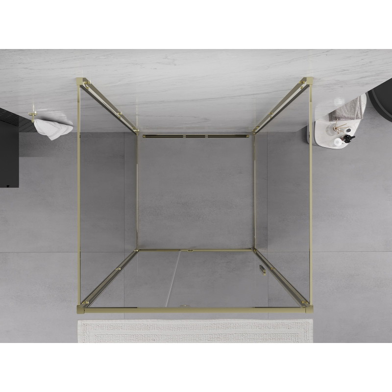 Mexen Exo-3S duschkabine 3-seitig schwenkbar 120 x 120 cm, transparent, gold - 819-120-120-50-00-3S