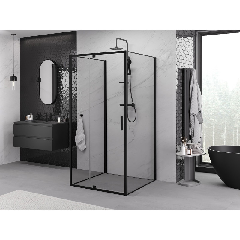 Mexen Exo-3S 3-seitige Duschkabine mit Schwingtür 110 x 110 cm, transparent, schwarz - 819-110-110-70-00-3S