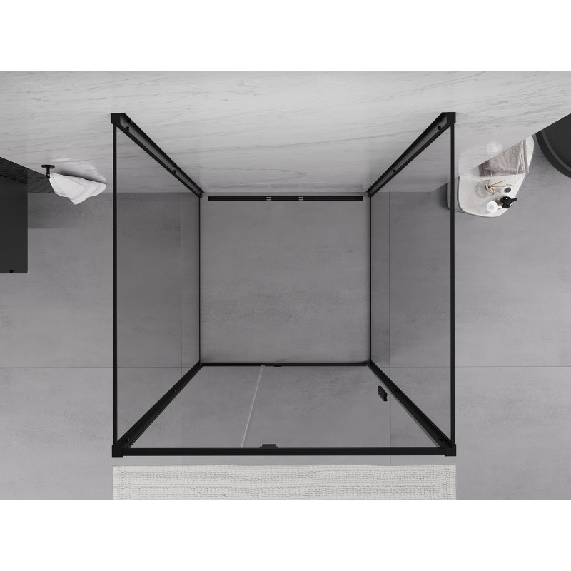Mexen Exo-3S 3-seitige Duschkabine mit Schwingtür 110 x 110 cm, transparent, schwarz - 819-110-110-70-00-3S