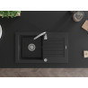 Mexen Pablo 1-Becken Granitspüle mit Abtropffläche 752 x 436 mm, schwarz/silber metallisch, Siphon Chrom - 6510751010-73