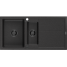 Mexen Andres Granitspüle 1,5-Becken mit Abtropffläche 1000 x 500 mm schwarz/silber-metallic Siphon schwarz - 6515101510-73-B