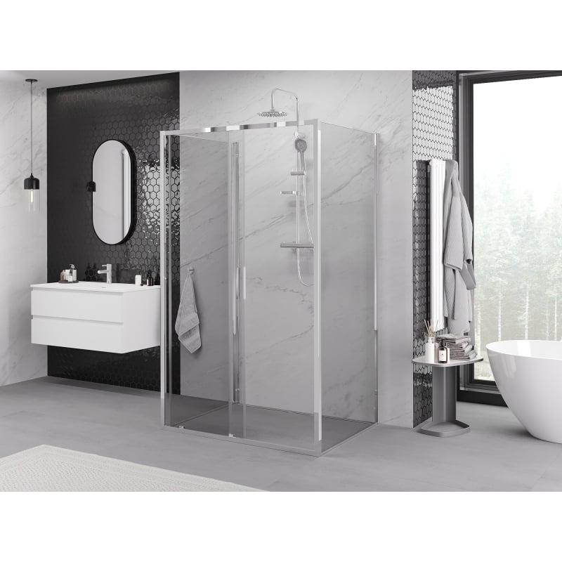 Mexen Exo-3S 3-seitige verschiebbare Duschkabine 110 x 80 cm, transparent, Chrom - 8151-110-080-01-00-3S