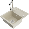 Mexen Enzo Granitspüle 1-Becken mit Abtropffläche und Küchenarmatur Duero, beige - 6506-69-671600-00