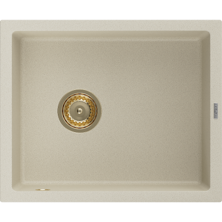 Mexen Pedro Granitspüle 1-becken 560 x 460 mm, beige, goldener Siphon - 6508561000-69-G