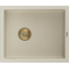 Mexen Pedro Granitspüle 1-becken 560 x 460 mm, beige, goldener Siphon - 6508561000-69-G