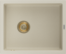 Mexen Pedro Granitspüle 1-beckig 560 x 460 mm, beige, goldener Siphon - 6508561000-69-G