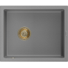 Mexen Pedro Granitspüle 1-Becken 560 x 460 mm, grau, goldener Siphon - 6508561000-71-G