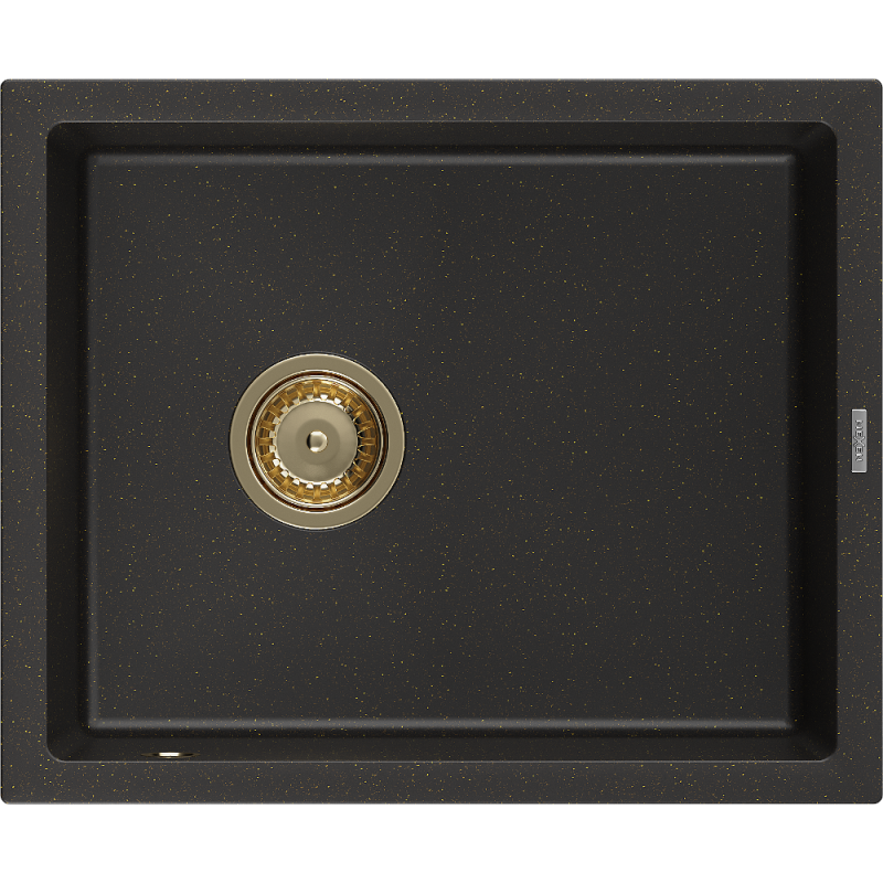 Mexen Pedro Granitspüle 1-beckig 560 x 460 mm, schwarz/gold metallic, Siphon gold - 6508561000-75-G