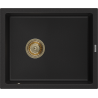 Mexen Pedro Granitspüle 1-Becken 560 x 460 mm, schwarz, Siphon gold - 6508561000-77-G