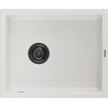 Mexen Pedro Granitspüle 1-Becken 560 x 460 mm, weiß, schwarzer Siphon - 6508561000-20-B