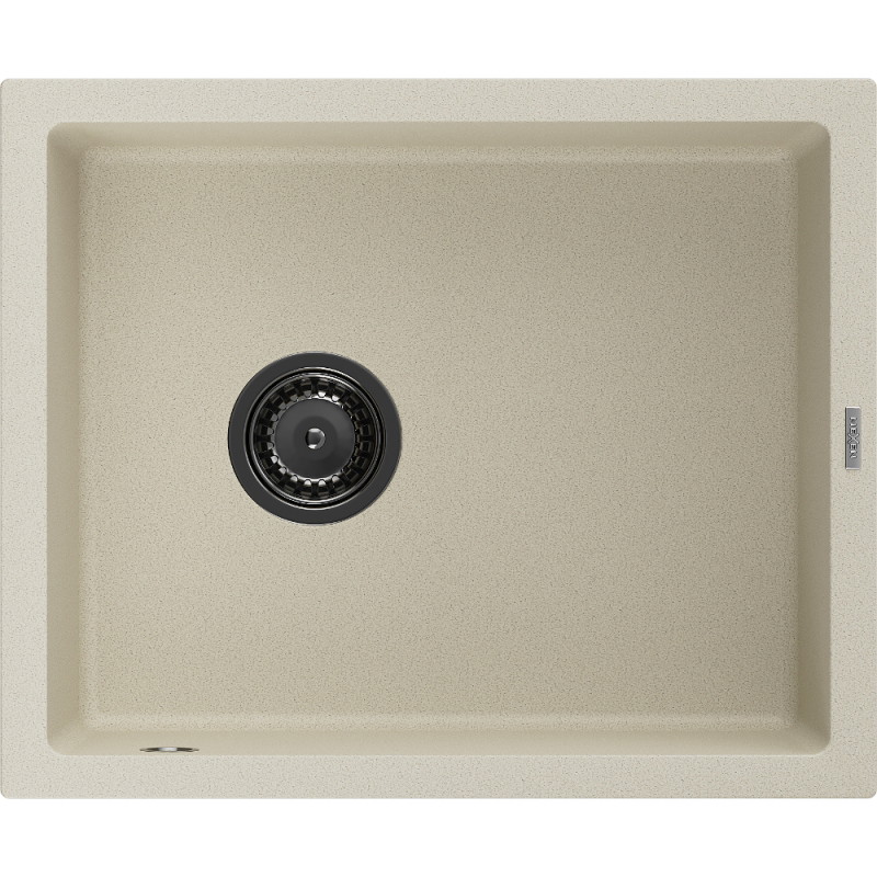 Mexen Pedro Einbauspüle aus Granit, 1 Becken, 560 x 460 mm, beige, schwarzer Siphon - 6508561000-69-B