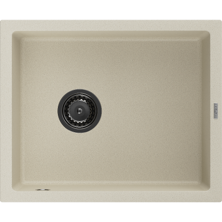 Mexen Pedro Einbauspüle aus Granit, 1 Becken, 560 x 460 mm, beige, schwarzer Siphon - 6508561000-69-B