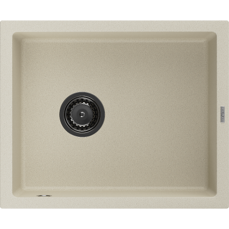 Mexen Pedro Granitspüle 1-beckig 560 x 460 mm, beige, schwarzer Siphon - 6508561000-69-B