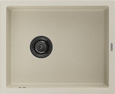 Mexen Pedro Granitspüle 1-beckig 560 x 460 mm, beige, schwarzer Siphon - 6508561000-69-B