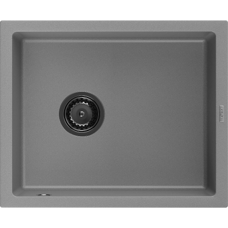 Mexen Pedro Einzelbecken Granitspüle 560 x 460 mm, grau, schwarzer Siphon - 6508561000-71-B