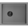 Mexen Pedro Einzelbecken Granitspüle 560 x 460 mm, grau, schwarzer Siphon - 6508561000-71-B