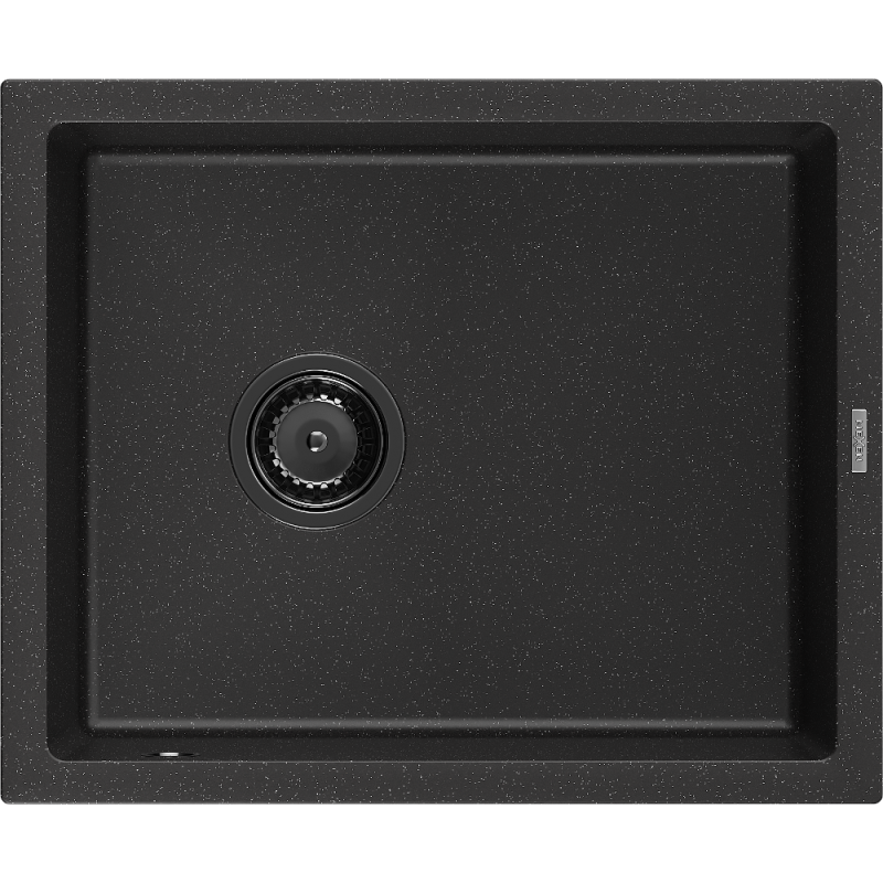 Mexen Pedro Granitspüle 1-Becken 560 x 460 mm, Schwarz/Silber Metallic, Siphon Schwarz - 6508561000-73-B