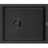 Mexen Pedro Granitspüle 1-Becken 560 x 460 mm, Schwarz/Silber Metallic, Siphon Schwarz - 6508561000-73-B