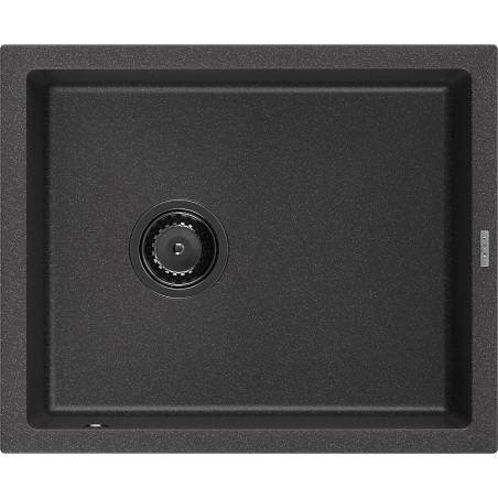 Mexen Pedro 1-Kammer-Granitspüle 560 x 460 mm, schwarz gesprenkelt, schwarzer Siphon - 6508561000-76-B