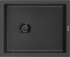 Mexen Pedro Granitspüle 1-Becken 560 x 460 mm, schwarz gesprenkelt, schwarzer Siphon - 6508561000-76-B