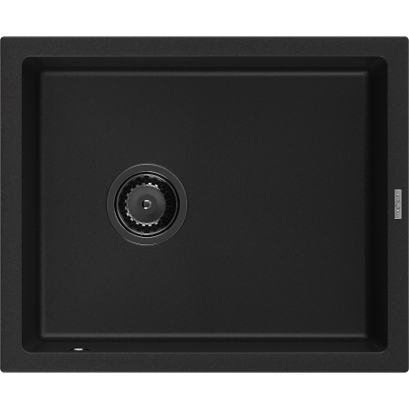 Mexen Pedro 1-beckiger Granitspüle 560 x 460 mm, schwarz, Syphon schwarz - 6508561000-77-B