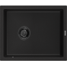 Mexen Pedro 1-beckiger Granitspüle 560 x 460 mm, schwarz, Syphon schwarz - 6508561000-77-B