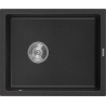 Mexen Pedro Granitspüle 1-becken 560 x 460 mm, schwarz/silber metallic, Chrom Siphon - 6508561000-73