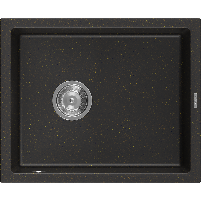 Mexen Pedro Granitspüle 1-beckig 560 x 460 mm, schwarz/gold metallisch, Siphon Chrom - 6508561000-75