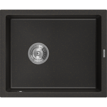Mexen Pedro Granitspüle 1-beckig 560 x 460 mm, schwarz/gold metallisch, Siphon Chrom - 6508561000-75