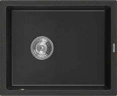 Mexen Pedro Granitspüle 1-beckig 560 x 460 mm, schwarz/gold metallisch, Siphon Chrom - 6508561000-75