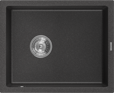 Mexen Pedro Granitspüle 1-Becken 560 x 460 mm, schwarz gesprenkelt, Chrom-Siphon - 6508561000-76