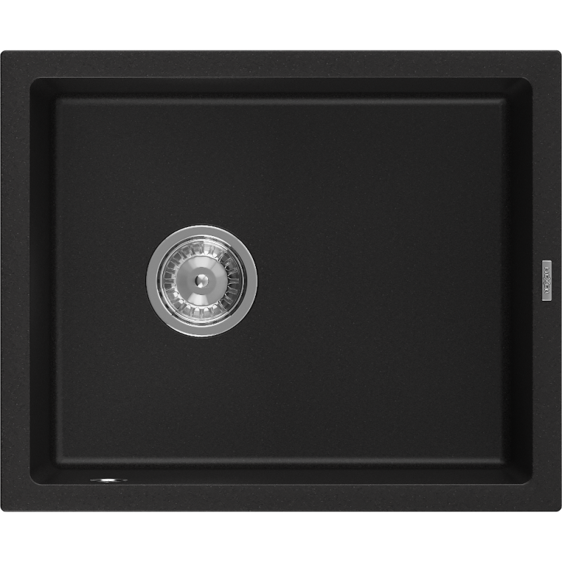 Mexen Pedro Granitspüle 1-beckig 560 x 460 mm, schwarz, Abfluss Chrom - 6508561000-77