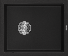 Mexen Pedro Granitspüle 1-beckig 560 x 460 mm, schwarz, Abfluss Chrom - 6508561000-77