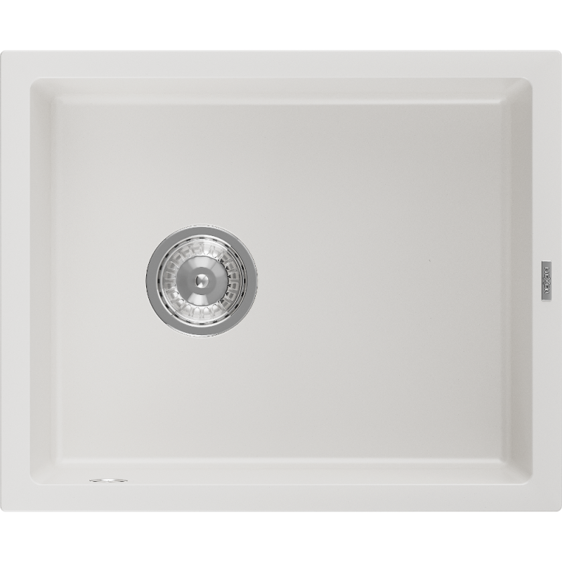 Mexen Pedro Granitspüle 1-becken 560 x 460 mm, weiß, Siphon Chrom - 6508561000-20