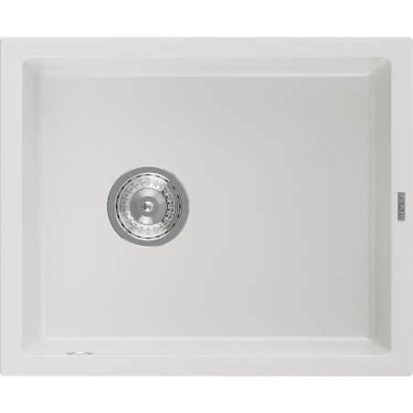 Mexen Pedro Granitspüle 1-becken 560 x 460 mm, weiß, Siphon Chrom - 6508561000-20