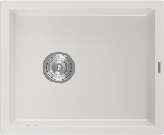 Mexen Pedro Granitspüle 1-beckig 560 x 460 mm, weiß, Siphon Chrom - 6508561000-20