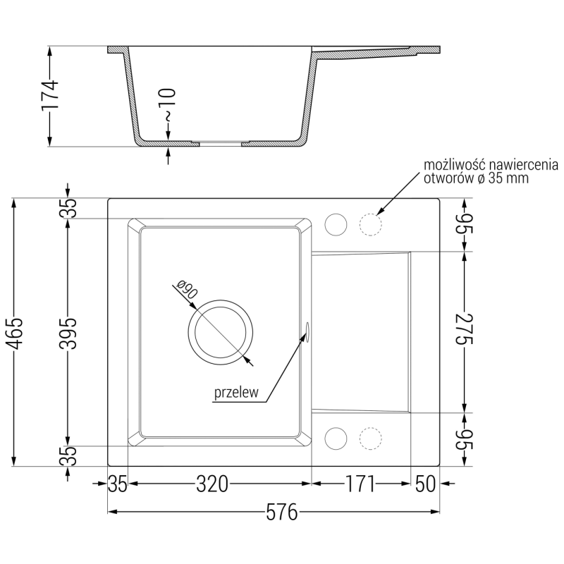 Mexen Enzo Granitspüle 1-Becken mit Abtropffläche und Küchenarmatur Duero, beige - 6506-69-671600-70