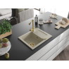 Mexen Enzo Granitspüle 1-beckig mit Abtropffläche und Küchenarmatur Duero, beige - 6506-69-671600-50