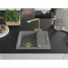 Mexen Enzo Granitspüle 1-becken mit Abtropffläche und Küchenarmatur Duero, grau - 6506-71-671600-50